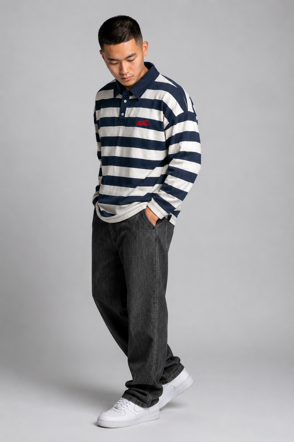 Oversized Long Sleeve Rugby Polo
